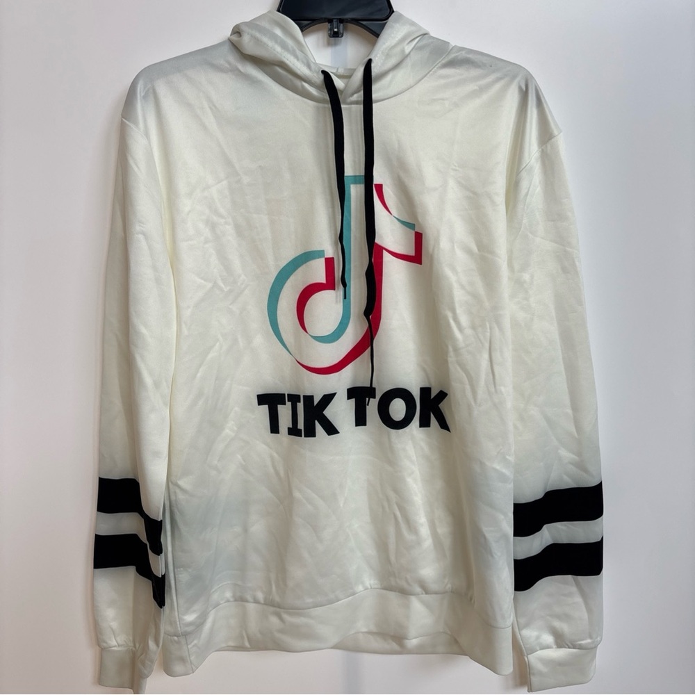 Tik Tok Men's Lightweight Hoodie, White, Size Medium